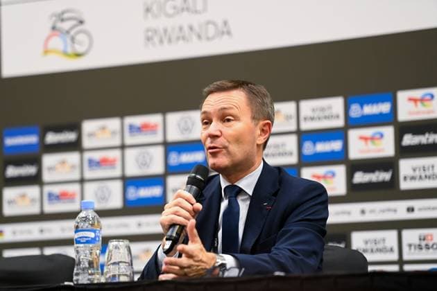 2025 UCI Road World Championships Picture by Simon Wilkinson SWpix.com - 26 09 2025 - Cycling - 2025 UCI Road World Championships - Kigali Convention Centre, Kigali, Rwanda - press conference, PK, Pressekonferenz - UCI President David Lappartient Copyright: x xSWpix.comx(t axPhotographyxHubxLtd)xSimonxWilkinson SWpix.comx SWP-3030-7108