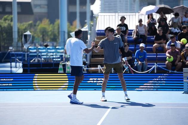 India s Rohan Bopanna and partner japan s Takeru Yuzuki???????? during the practise session ahead of their 2nd round match in Men s Doubles in Japan open tennis tournament ATP500 2025 at Ariake Tennis stadium in Tokyo, Japan on September 26, 2025  Copyright: xRanjithxKumar IPAxSportx xipa-agency.netx xx IPA_65761065 IPA_Agency_IPA65761065