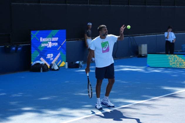 TENNIS - Internazionali di Tennis - Kinoshita Group Japan Open Tennis Championships 2025 India s Rohan Bopanna and partner japan s Takeru Yuzuki???????? during the practise session ahead of their 2nd round match in Men s Doubles in Japan open tennis tournament ATP500 2025 at Ariake Tennis stadium in Tokyo, Japan on September 26, 2025 Tokyo Japan  Copyright: xIPAxSport ABACAx