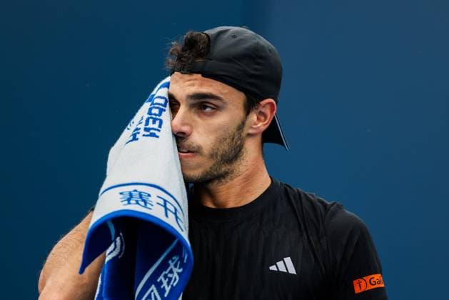 BEIJING, CHINA - SEPTEMBER 26: Francisco Cerundolo of Argentina competes in the Men s Singles Round of 32 match against Learner Tien of the United States on day 5 of the 2025 China Open at National Tennis Center on September 26, 2025 in Beijing, China.  Copyright: xVCGx 111593323957