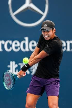 BEIJING, CHINA - SEPTEMBER 26: Learner Tien of the United States competes in the Men s Singles Round of 32 match against Francisco Cerundolo of Argentina on day 5 of the 2025 China Open at National Tennis Center on September 26, 2025 in Beijing, China.  Copyright: xVCGx 111593323782
