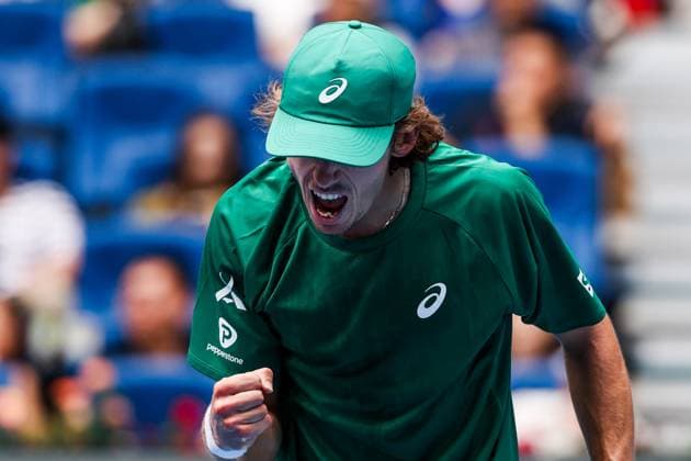 BEIJING, CHINA - SEPTEMBER 26: Alex De Minaur of Australia reacts in the Men s Singles Round of 32 match against Yunchaokete Bu of China on day 5 of the 2025 China Open at National Tennis Center on September 26, 2025 in Beijing, China.  Copyright: xVCGx 111593329732