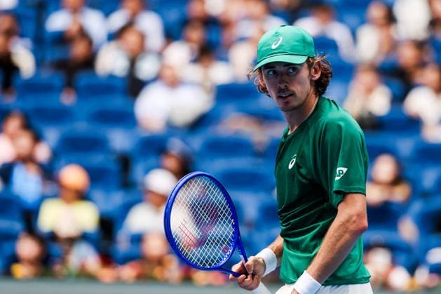 BEIJING, CHINA - SEPTEMBER 26: Alex De Minaur of Australia reacts in the Men s Singles Round of 32 match against Yunchaokete Bu of China on day 5 of the 2025 China Open at National Tennis Center on September 26, 2025 in Beijing, China.  Copyright: xVCGx 111593329545