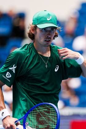 BEIJING, CHINA - SEPTEMBER 26: Alex De Minaur of Australia reacts in the Men s Singles Round of 32 match against Yunchaokete Bu of China on day 5 of the 2025 China Open at National Tennis Center on September 26, 2025 in Beijing, China.  Copyright: xVCGx 111593329557