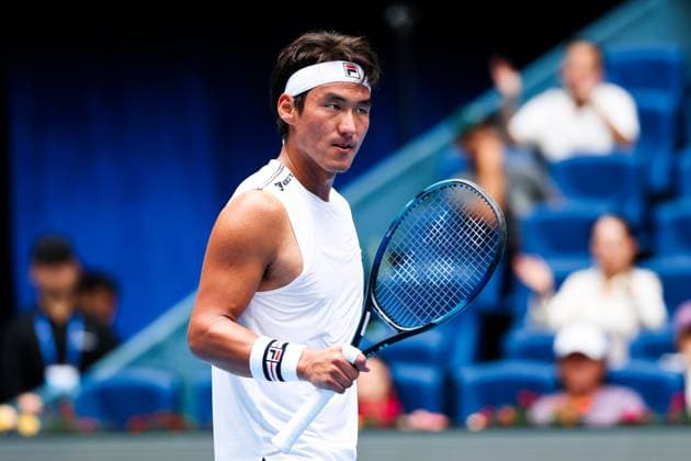 BEIJING, CHINA - SEPTEMBER 26: Yunchaokete Bu of China reacts in the Men s Singles Round of 32 match against Alex De Minaur of Australia on day 5 of the 2025 China Open at National Tennis Center on September 26, 2025 in Beijing, China.  Copyright: xVCGx 111593322432