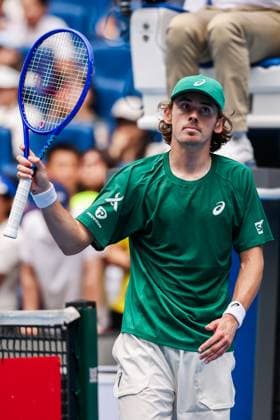 BEIJING, CHINA - SEPTEMBER 26: Alex De Minaur of Australia reacts in the Men s Singles Round of 32 match against Yunchaokete Bu of China on day 5 of the 2025 China Open at National Tennis Center on September 26, 2025 in Beijing, China.  Copyright: xVCGx 111593329526