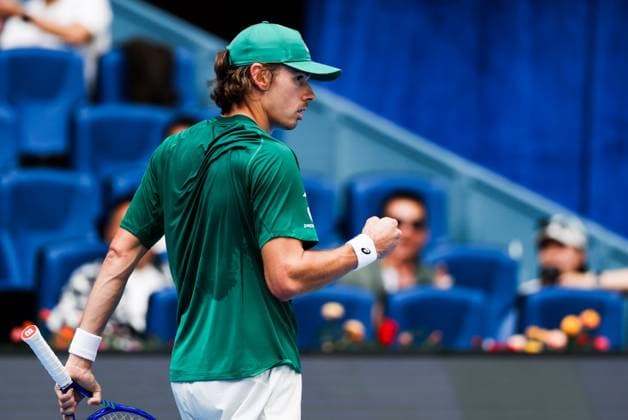 BEIJING, CHINA - SEPTEMBER 26: Alex De Minaur of Australia reacts in the Men s Singles Round of 32 match against Yunchaokete Bu of China on day 5 of the 2025 China Open at National Tennis Center on September 26, 2025 in Beijing, China.  Copyright: xVCGx 111593322336
