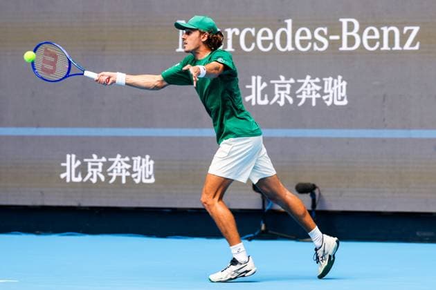 BEIJING, CHINA - SEPTEMBER 26: Alex De Minaur of Australia competes in the Men s Singles Round of 32 match against Yunchaokete Bu of China on day 5 of the 2025 China Open at National Tennis Center on September 26, 2025 in Beijing, China.  Copyright: xVCGx 111593319753