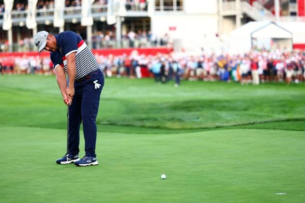 Bryson DeChambeau of Team USA celebrates a birrdie on the first hole 2025 Ryder Cup, Day One, Morning Foursomes, Golf, Bethpage Black Golf Course, New York, USA - 26 Sep 2025New York Bethpage Black Golf Course New York (NY) United States of America EDITORIAL USE ONLY No use with unauthorised audio, video, data, fixture lists, club league logos or live services. Online in-match use limited to 120 images, no video emulation. No use in betting, games or single club league player publications. Copyright: xJamesxMarsh Shutterstockx 15500199z