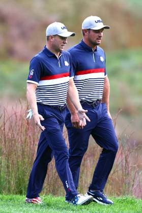Justin Thomas and Bryson DeChambeau of Team USA 2025 Ryder Cup, Day One, Morning Foursomes, Golf, Bethpage Black Golf Course, New York, USA - 26 Sep 2025New York Bethpage Black Golf Course New York (NY) United States of America EDITORIAL USE ONLY No use with unauthorised audio, video, data, fixture lists, club league logos or live services. Online in-match use limited to 120 images, no video emulation. No use in betting, games or single club league player publications. Copyright: xJamesxMarsh Shutterstockx 15500199bf