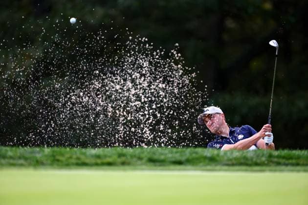 Justin Thomas of Team USA plays from a bunker 2025 Ryder Cup, Day One, Morning Foursomes, Golf, Bethpage Black Golf Course, New York, USA - 26 Sep 2025New York Bethpage Black Golf Course New York (NY) United States of America EDITORIAL USE ONLY No use with unauthorised audio, video, data, fixture lists, club league logos or live services. Online in-match use limited to 120 images, no video emulation. No use in betting, games or single club league player publications. Copyright: xJamesxMarsh Shutterstockx 15500199bh