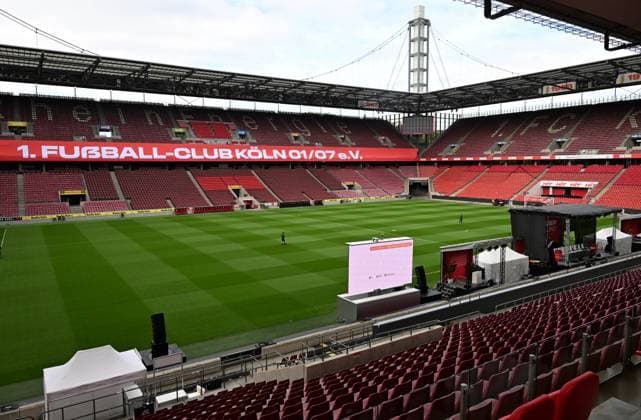 26 09 2025 , xophax, Soccer 1 Bundesliga, 1 FC Koeln General Meeting , Presidential Election Set-up at Rhein Energie Stadium for the Annual General Meeting on Saturday 27 09 2025 DFL DFB REGULATIONS PROHIBIT ANY USE OF PHOTOGRAPHS as IMAGE SEQUENCES and or QUASI VIDEO Koeln