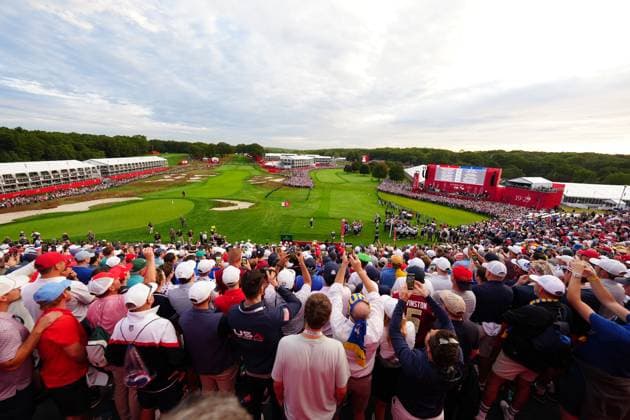GOLF - Ryder Cup 2025 FARMINGDALE,NEW YORK,USA,26.SEP.25 - GOLF - Ryder Cup 2025, Bethpage Black Course. Image shows an overview and Jon Rahm (ESP EUR).  GEPAxpictures xBrianxSpurlock