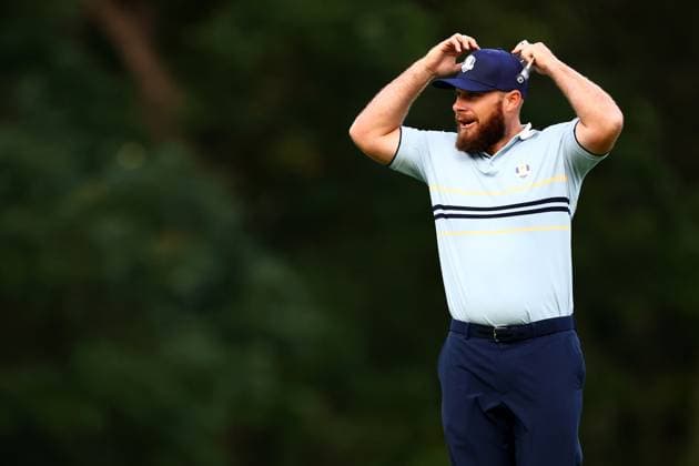 Tyrrell Hatton of Team Europe reacts after a missed putt 2025 Ryder Cup, Day One, Morning Foursomes, Golf, Bethpage Black Golf Course, New York, USA - 26 Sep 2025New York Bethpage Black Golf Course New York (NY) United States of America EDITORIAL USE ONLY No use with unauthorised audio, video, data, fixture lists, club league logos or live services. Online in-match use limited to 120 images, no video emulation. No use in betting, games or single club league player publications. Copyright: xJamesxMarsh Shutterstockx 15500199bz