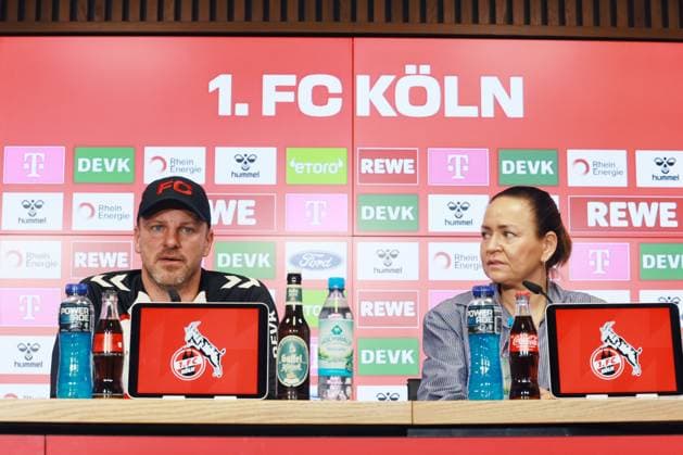 1 FC Köln 1 FC Köln, Press conference for the home match against VFB Stuttgart, from left Lukas Kwasniok, Lil Zercher 1 FC Köln 26 09 2025, Bild