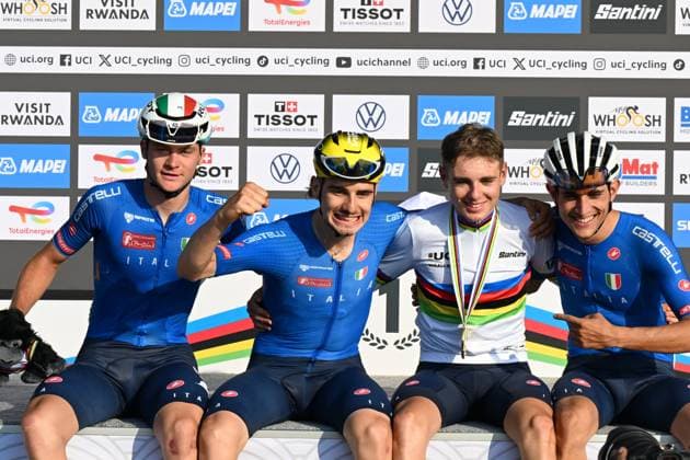 26-09-2025 World Championships U23; 2025, Italia; Finn, Lorenzo Mark; Borgo, Alessandro; Gualdi, Simone; Mattio, Pietro; Kigali; 