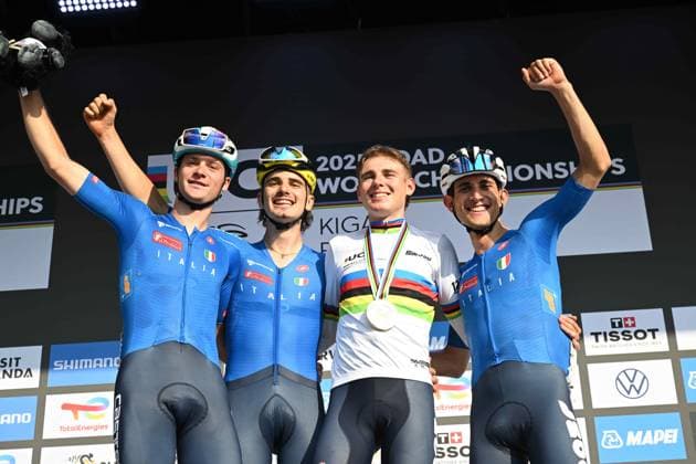 26-09-2025 World Championships U23; 2025, Italia; Finn, Lorenzo Mark; Borgo, Alessandro; Gualdi, Simone; Mattio, Pietro; Kigali; 