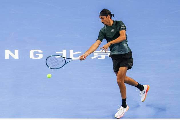 BEIJING, CHINA - SEPTEMBER 26: Lorenzo Sonego of Italy competes in the Women s Singles Round of 32 match against Alexander Zverev of Germany on day 5 of the 2025 China Open at National Tennis Center on September 26, 2025 in Beijing, China.  Copyright: xVCGx 111593389190