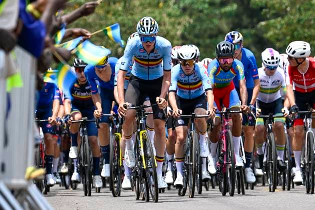 UCI 2025 Road World Championship, WM, Weltmeisterschaft Kigali 26 09 2025 KIGALI, RWANDA - SEPTEMBER 26 : Rex Tim (BEL) leading the peloton during the Men U23 cycling road race of the UCI Road World Championships 2025 92nd edition an UCI World Championships cycling race of 164.6 km with start in Kigali and finish in Kigali on September 26, 2025 in Kigali, Rwanda, 26 09 2025 Kigali Rwanda  Copyright: xJanxDexMeuleneirx