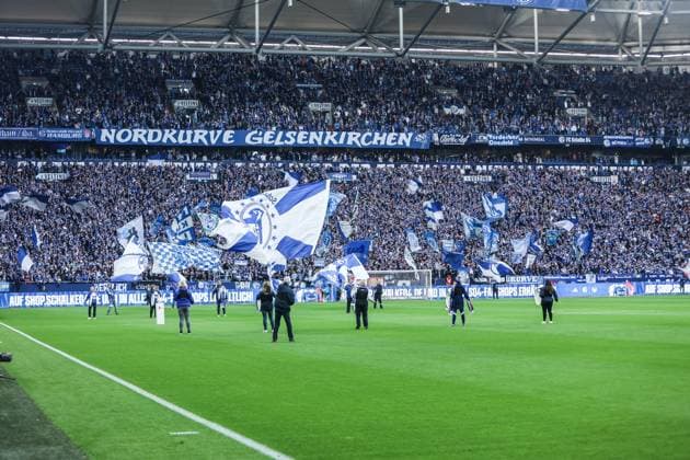 Sports, Football, 2 Bundesliga Season 2025 2026 7 Matchday FC Schalke 04 SpVgg Greuther Fürth 26 09 2025, VELTINS Arena Fans FC Schalke 04 Gelsenkirchen VELTINS Arena Nordrhein Westfalen Germany