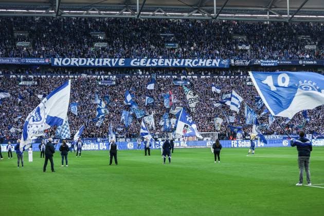 Sports, Football, 2 Bundesliga Season 2025 2026 7 Matchday FC Schalke 04 SpVgg Greuther Fürth 26 09 2025, VELTINS Arena Fans FC Schalke 04 Gelsenkirchen VELTINS Arena Nordrhein Westfalen Germany