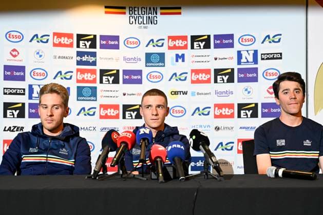 UCI 2025 Road World Championship, WM, Weltmeisterschaft Kigali 26 09 2025 - media activities KIGALI, RWANDA - SEPTEMBER 26 : Evenepoel Remco (BEL) pictured during a press conference, PK, Pressekonferenz prior the Men Elite cycling road race of the UCI Road World Championships 2025 92nd edition an UCI World Championships cycling race of 267.5 km with start in Kigali and finish in Kigali on September 26, 2025 in Kigali, Rwanda, 26 09 2025 Kigali Rwanda  Copyright: xJanxDexMeuleneirx