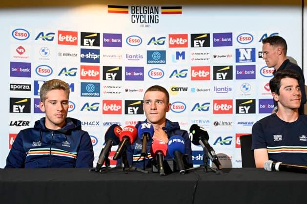 UCI 2025 Road World Championship, WM, Weltmeisterschaft Kigali 26 09 2025 - media activities KIGALI, RWANDA - SEPTEMBER 26 : Evenepoel Remco (BEL) pictured during a press conference, PK, Pressekonferenz prior the Men Elite cycling road race of the UCI Road World Championships 2025 92nd edition an UCI World Championships cycling race of 267.5 km with start in Kigali and finish in Kigali on September 26, 2025 in Kigali, Rwanda, 26 09 2025 Kigali Rwanda  Copyright: xJanxDexMeuleneirx