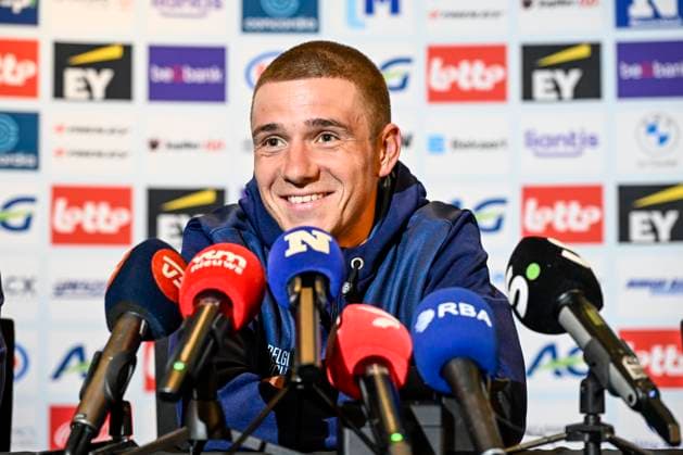 Sport Bilder des Tages UCI 2025 Road World Championship, WM, Weltmeisterschaft Kigali 26 09 2025 - media activities KIGALI, RWANDA - SEPTEMBER 26 : Evenepoel Remco (BEL) pictured during a press conference, PK, Pressekonferenz prior the Men Elite cycling road race of the UCI Road World Championships 2025 92nd edition an UCI World Championships cycling race of 267.5 km with start in Kigali and finish in Kigali on September 26, 2025 in Kigali, Rwanda, 26 09 2025 Kigali Rwanda  Copyright: xJanxDexMeuleneirx