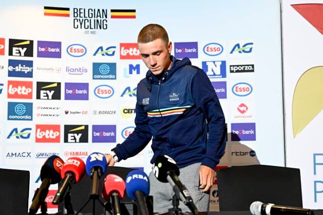 UCI 2025 Road World Championship, WM, Weltmeisterschaft Kigali 26 09 2025 - media activities KIGALI, RWANDA - SEPTEMBER 26 : Evenepoel Remco (BEL) pictured during a press conference, PK, Pressekonferenz prior the Men Elite cycling road race of the UCI Road World Championships 2025 92nd edition an UCI World Championships cycling race of 267.5 km with start in Kigali and finish in Kigali on September 26, 2025 in Kigali, Rwanda, 26 09 2025 Kigali Rwanda  Copyright: xJanxDexMeuleneirx