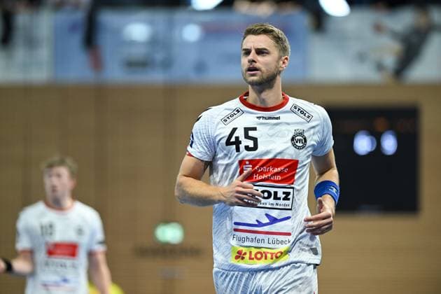 Jan Eric Speckmann VfL Luebeck Schwartau, 45 HC Elbflorenz 2006 vs VfL Luebeck Schwartau, 2 Handball Bundesliga Men, Season 2025 2026, 26 09 2025 HC Elbflorenz 2006 vs VfL Luebeck Schwartau, 2 Handball Bundesliga Men, Season 2025 2026, 26 09 2025 Dresden Copyright: xEibner-Pressefoto xHoepnerx EP_PHR