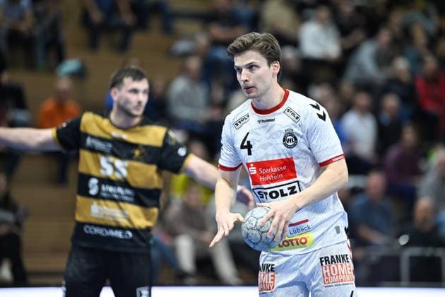 Paul Holzhacker VfL Luebeck Schwartau, 4 HC Elbflorenz 2006 vs VfL Luebeck Schwartau, 2 Handball Bundesliga Men, Season 2025 2026, 26 09 2025 HC Elbflorenz 2006 vs VfL Luebeck Schwartau, 2 Handball Bundesliga Men, Season 2025 2026, 26 09 2025 Dresden Copyright: xEibner-Pressefoto xHoepnerx EP_PHR