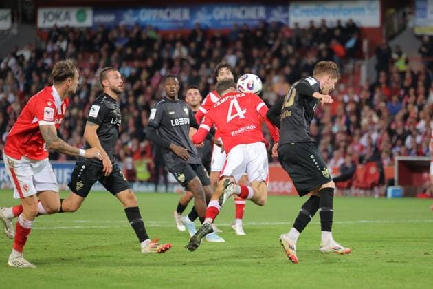 4 Tim Campulka Energie Cottbus scores the 4 0 Football 3 Liga 2025 2026 FC Energie Cottbus VfB Stuttgart II