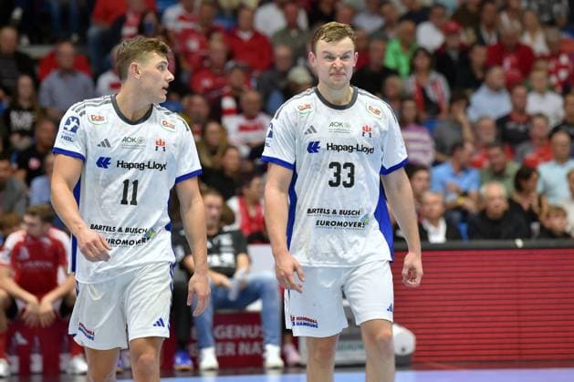 Nicolaj Joergensen HSV Hamburg 11 and Moritz Sauter HSV Hamburg 33 disappointed, frustrated, emotion , GER, MT Melsungen Handball Sport Verein Hamburg, Handball, 1 Bundesliga, Matchday 6, Season 2025 2026, 26 09 2025, GER, MT Melsungen HSV Hamburg, Handball, 1 Bundesliga, Matchday 6, Season 2025 2026, 26 09 2025 Kassel Copyright: xEibner-Pressefotox xRolandxSippelx EP_RSL
