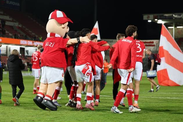 Energie celebrates victory Football 3 Liga 2025 2026 FC Energie Cottbus VfB Stuttgart II