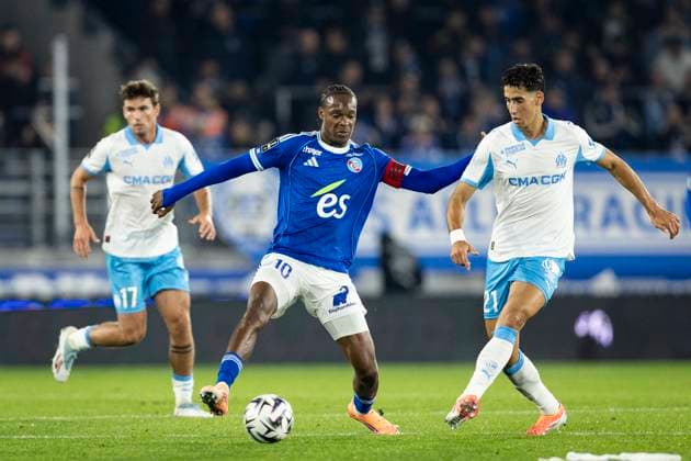 FOOTBALL: Ligue 1 Racing Strasbourg vs Marseille. 26 09 2025 STADE DE LA MEINAU Emmanuel Emegha 10 (RCS)  Copyright: xelyxandroxcegarrax