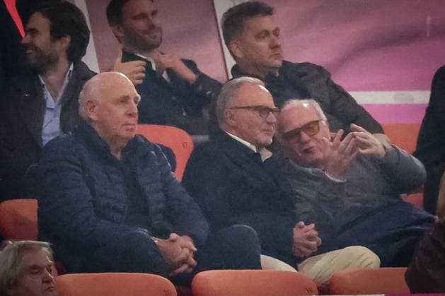 left to right Dieter Hoeness, supervisory board member Karl Heinz Rummenigge FC Bayern Muenchen and supervisory board member and honorary president Uli Hoeness FC Bayern Muenchen , FC Bayern Muenchen vs SV Werder Bremen, DFL, Bundesliga, Saison 2025 2026, Allianz Arena, Hinrunde, 5 Spieltag, 26 09 2025 DFB regulations prohibit any use of photographs as image sequences and or quasi video Muenchen Bayern Germany Copyright: xkolbert-press MartinxAgüerax