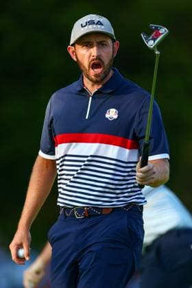 Patrick Cantlay of Team USA celebrates 2025 Ryder Cup, Day One, Afternoon Four-Balls, Golf, Bethpage Black Golf Course, New York, USA - 26 Sep 2025New York Bethpage Black Golf Course New York (NY) United States of America EDITORIAL USE ONLY No use with unauthorised audio, video, data, fixture lists, club league logos or live services. Online in-match use limited to 120 images, no video emulation. No use in betting, games or single club league player publications. Copyright: xJamesxMarsh Shutterstockx 15500200ek