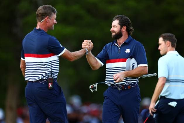 Cameron Young of Team USA celebrates victory 2025 Ryder Cup, Day One, Afternoon Four-Balls, Golf, Bethpage Black Golf Course, New York, USA - 26 Sep 2025New York Bethpage Black Golf Course New York (NY) United States of America EDITORIAL USE ONLY No use with unauthorised audio, video, data, fixture lists, club league logos or live services. Online in-match use limited to 120 images, no video emulation. No use in betting, games or single club league player publications. Copyright: xJamesxMarsh Shutterstockx 15500200eo