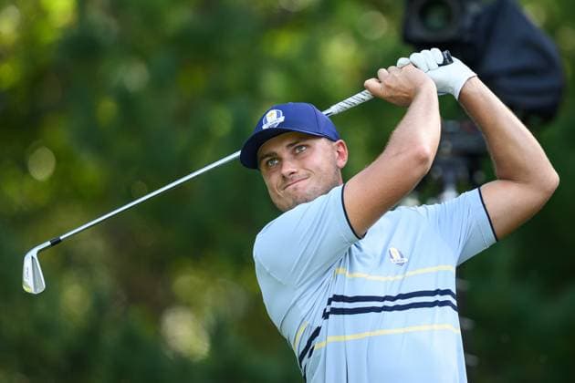 250926 Ludvig Aberg of Team Europe during a foursome match on day 1 of the Ryder Cup on September 26, 2025 in New York Photo Jesper Zerman BILDBYRAN kod JZ JZ0617 golf ryder cup day 1 bbeng  Copyright: JESPERxZERMAN BB250926JZ024