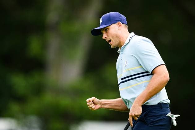 250926 Ludvig Aberg of Team Europe during a foursome match on day 1 of the Ryder Cup on September 26, 2025 in New York Photo Jesper Zerman BILDBYRAN kod JZ JZ0617 golf ryder cup day 1 bbeng  Copyright: JESPERxZERMAN BB250926JZ046