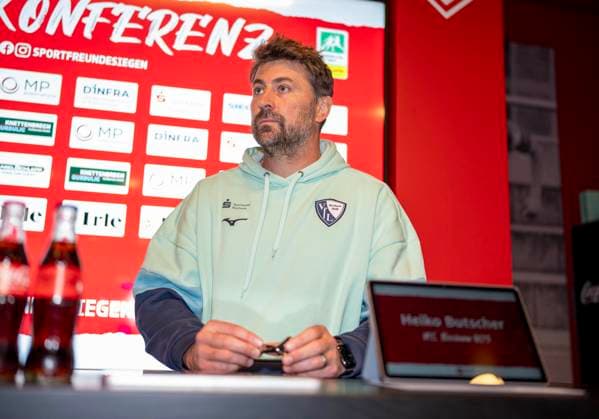 Heiko Butscher VfL Bochum U21, Trainer, Coach, Headcoach at the press conference after the match Sportfreunde Siegen VfL Bochum U21 26 09 2025 Soccer, Regionalliga West, Matchday 10, GER, Siegen, Leimbachstadion Siegen Copyright: HMBxMedia xMarcoxBader