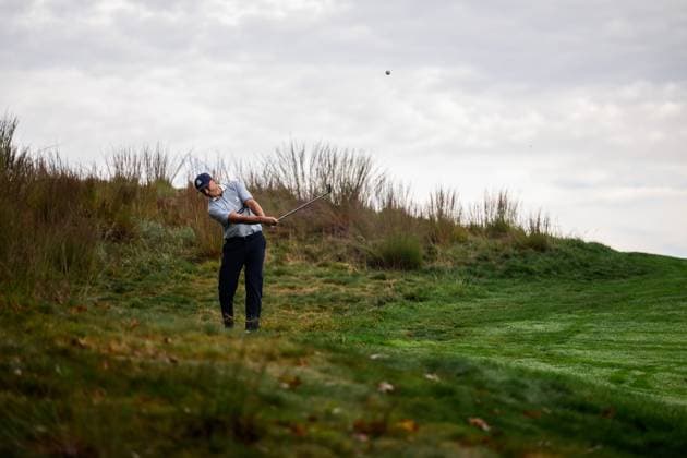 250926 Ludvig Aberg of Team Europe during a foursome match on day 1 of the Ryder Cup on September 26, 2025 in New York Photo Jesper Zerman BILDBYRAN kod JZ JZ0617 golf ryder cup day 1 bbeng  Copyright: JESPERxZERMAN BB250926JZ084