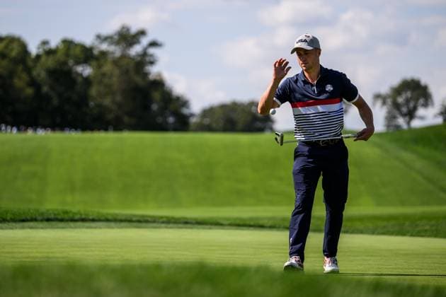 250926 Justin Thomas of Team USA during a fourball match on day 1 of the Ryder Cup on September 26, 2025 in New York Photo Jesper Zerman BILDBYRAN kod JZ JZ0617 golf ryder cup day 1 bbeng  Copyright: JESPERxZERMAN BB250926JZ143