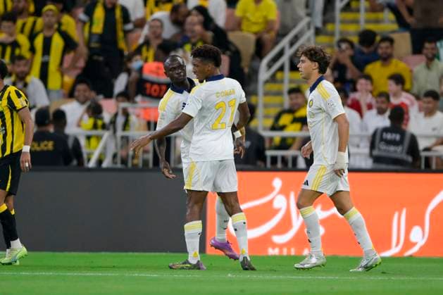 JEDDAH, SAUDI ARABIA - SEPTEMBER 26: Sadio ManÃƒ of Al alnassr celebrating his goal to make it 1-0 during the Saudi Pro League match between Al Ittihad and Al Nassr at King Abdullah Sports City on September 26, 2025 in Jeddah, Saudi Arabia. (Photo by Khalid Alhaj) SPO  Copyright: xKhalidxAlhaj