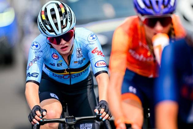Belgian Auke De Buysser pictured in action during the junior women road race (74 km) at the cycling road World Championships in Kigali, Rwanda, Saturday 27 September 2025. The 2025 UCI Road World Championships take place from 21 to 28 September in Kigali, Rwanda. DIRKxWAEM  x135390698x
