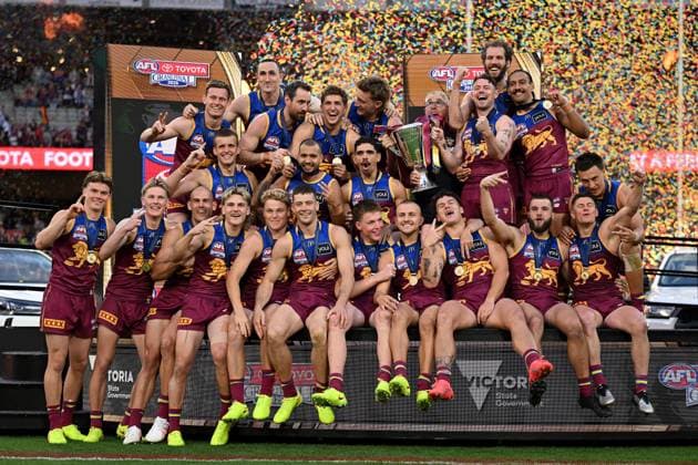 AFL GRAND FINAL, Lions celebrate their win in the AFL Grand Final between the Geelong Cats and the Brisbane Lions at the Melbourne Cricket Ground in Melbourne, Saturday, September 27, 2025. ( NO ARCHIVING, EDITORIAL USE ONLY MELBOURNE VICTORIA AUSTRALIA  Copyright: xJAMESxROSSx 20250927165339294524