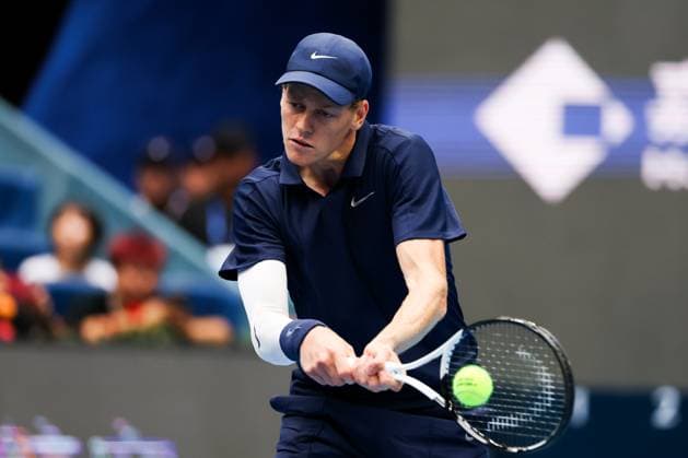 BEIJING, CHINA - SEPTEMBER 27: Jannik Sinner of Italy competes in the Men s Singles Round of 16 match against Terence Atmane of France on day 6 of the 2025 China Open at National Tennis Center on September 27, 2025 in Beijing, China.  Copyright: xVCGx 111593512636