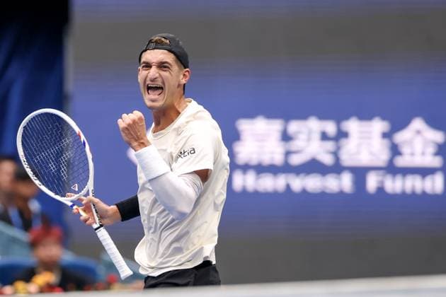 BEIJING, CHINA - SEPTEMBER 27: Terence Atmane of France reacts in the Men s Singles Round of 16 match against Jannik Sinner of Italy on day 6 of the 2025 China Open at National Tennis Center on September 27, 2025 in Beijing, China.  Copyright: xVCGx 111593516799