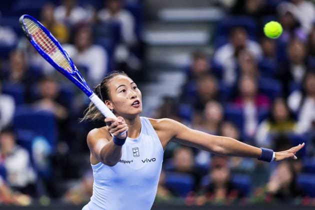 BEIJING, CHINA - SEPTEMBER 27: Zheng Qinwen of China competes in the Women s Singles Round of 64 match against Emiliana Arango of Colombia on day 6 of the 2025 China Open at National Tennis Center on September 27, 2025 in Beijing, China.  Copyright: xVCGx 111593542147