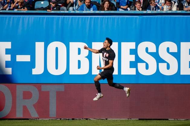 Goal celebration 0 1 Goalscorer Emre Aytun Havelse GER, FC Hansa Rostock vs TSV Havelse, Football, Men, 3 Liga, 08 Matchday, Season 2025 2026, 27 09 2025 Rostock Ostseestadion Mecklenburg Vorpommern Germany